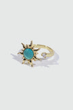 18K Gold Stainless Steel Spinning Blue Opal Ring