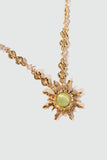18K Real Gold Plated Green Opal Sun Necklace