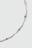 Platinum Plated Multi Color Gem Wave Necklace