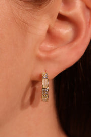 14K Real Gold Plated White Opal Diamond Earrings
