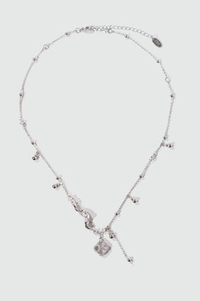 Platinum Plated Lucky Leaf Shell Pearls Spiral Necklace