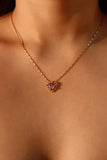 18K Real Gold Plated Pink Opal Heart Necklace
