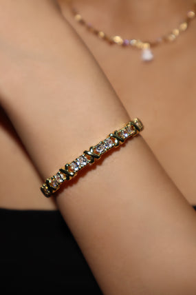 14K Real Gold Plated Diamond Cross Bracelet