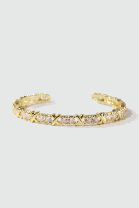 14K Real Gold Plated Diamond Cross Bracelet