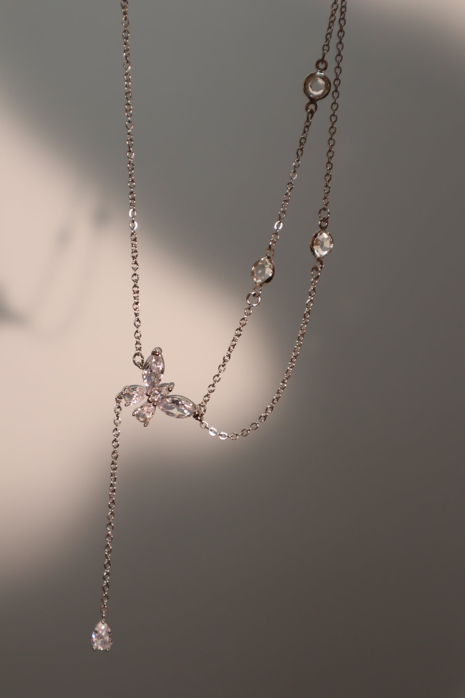 Butterfly Diamond Drop Necklace