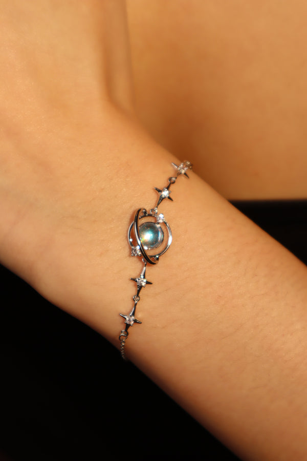 Palladium-Witgoud Vergulde Maansteen Saturnus Ster Armband