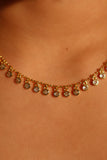 18K Real Gold Plated Multi Diamond Round Beads Necklace