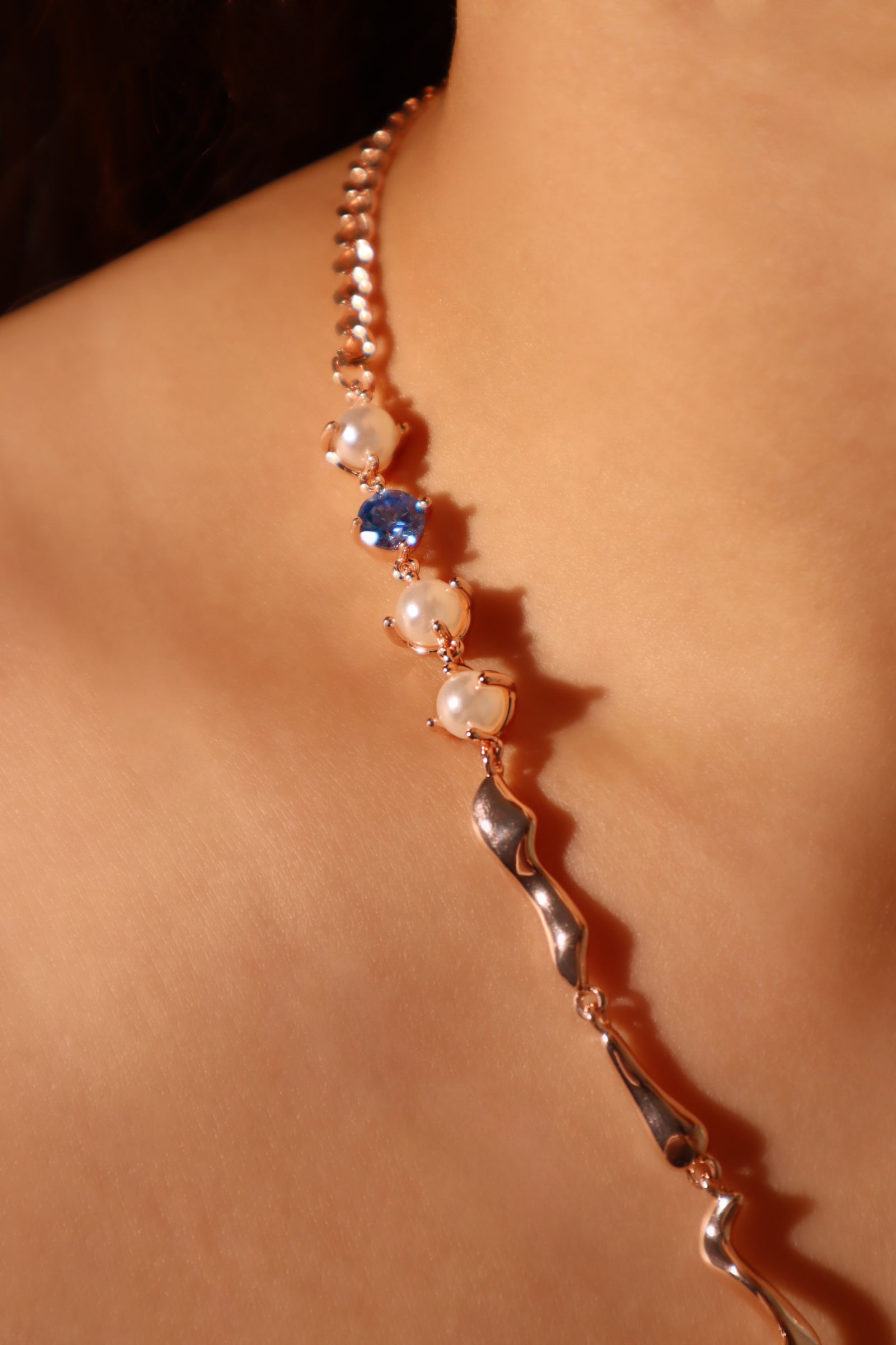 18K Rose Gold Plated Blue Shell Necklace