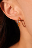 18K Real Gold Plated Multi Color Gem Hoop Earrings