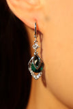 Platinum Plated Green Gem Droplet Earrings