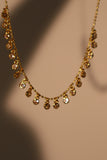 18K Real Gold Plated Multi Diamond Round Beads Necklace