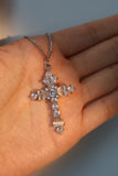 White Opal Diamond Cross Necklace