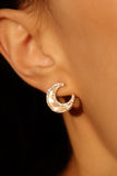 14K Real Gold Plated Diamond Shell Moon Earrings