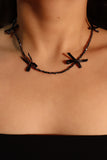 Black Bow Gemstones Necklace