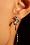 Platinum Plated Blue Moon Star Dangle Earrings