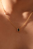 18K Real Gold Plated Black Gem Pearl Necklace