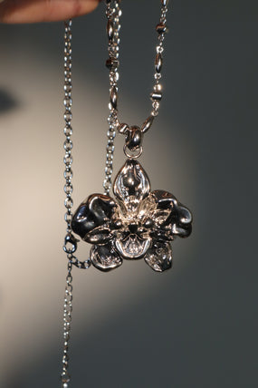 Platinum Plated Orchid Necklace