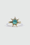 18K Gold Stainless Steel Spinning Blue Opal Ring