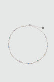 Platinum Plated Multi Color Gem Wave Necklace