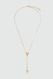18K Real Gold Plated Cross Lariat Long Necklace