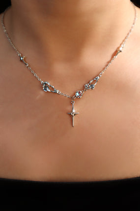 Platinum Plated Moonstones Star Necklace
