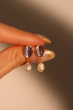 14K Real Gold Plated Blue Opal Pearl Earrings