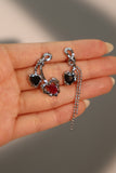 Platinum Plated Black and Red Cherry Earrings