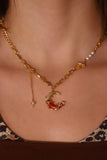 18K Real Gold Plated Red Moon Pearls Necklace