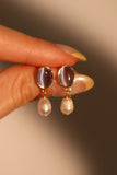 14K Real Gold Plated Blue Opal Pearl Earrings
