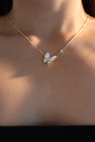 14K Real Gold Plated Natural Shell Butterfly Pendant Necklace