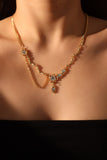 18K Real Gold Plated Diamond Dangle Necklace