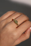 18K Real Gold Plated Jade Chain Ring