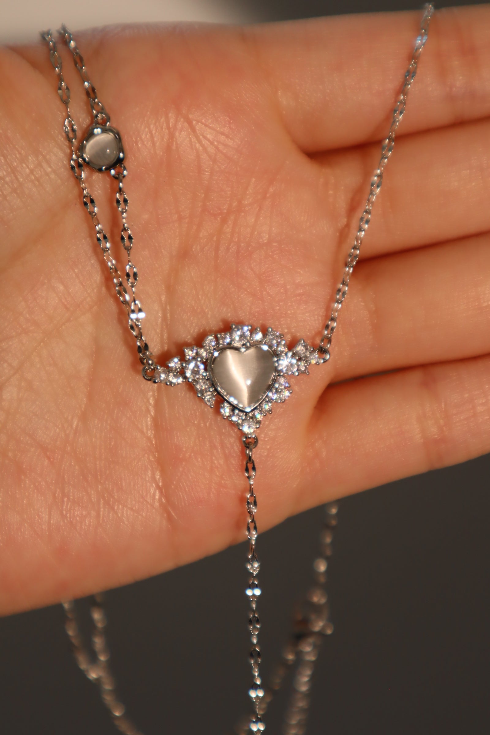 White Opal Heart Necklace