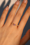 18K Gold Vermeil Pink Gem Heart Ring