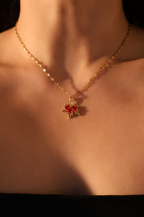 18K Gold Stainless Steel Maple Leaves Necklace