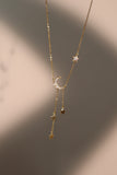 14K Real Gold Plated Moon Star Dangle Necklace