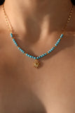 18K Gold Stainless Steel Sun Turquoise Necklace