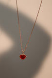 18K Rose Gold Plated Red Gem Heart Necklace
