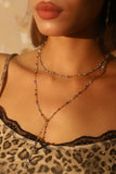 Platinum Plated Multi Color Gem Wave Necklace