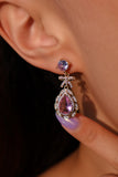 14K Real Gold Plated Purple Gem Bowknot Earrings