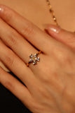 18K Real Gold Plated Diamond Flowers Ring