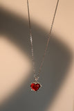 Platinum Plated Red Gem Heart Necklace
