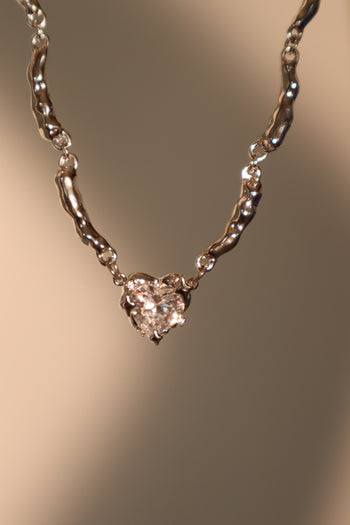 Diamond Heart Wave Necklace