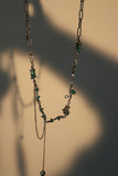 Platinum Plated Green Gem Rose Necklace