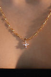 18K Real Gold Plated Diamond Cross Lariat Necklace