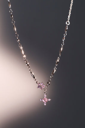 Platinum Plated Pink Diamond Cross Necklace