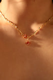 18K Real Gold Plated Garnet Diamond Cross Necklace