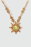 18K Real Gold Plated Green Opal Sun Necklace