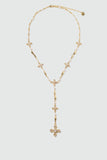 18K Real Gold Plated Eternal Cross Pearls Necklace