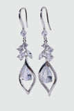 Platinum Plated Diamond Droplet Dangle Earrings
